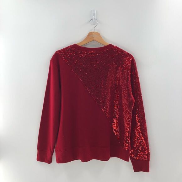 ‎DKNY Sequin-Embellished Keyhole Swe Holiday Red Small - Picture 11 of 11